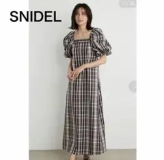 snidel チェックボリュームスリーブワンピース