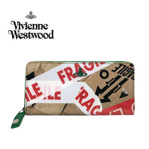 ○★新品未使用　Vivienne Westwood (ヴィヴィアンウエストウッド)　コーションテープ　ラウンドファスナー長財布　ベージュ★○