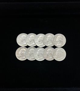 アメリカ 銀貨 リバティコイン 1964年 25セント 10枚まとめ クォーターダラー 古銭 硬貨 ワシントン 0y ①