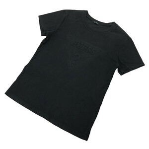 ★B-158 GUESS ゲス エンボス ロゴ 半袖 Tシャツ カットソー トップス size S ブラック メンズ