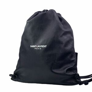 【中古】Saint Laurent サンローラン 553919 テディ ナップサック バックパック ラムスキン 黒 ポーチ付 22038442 MK