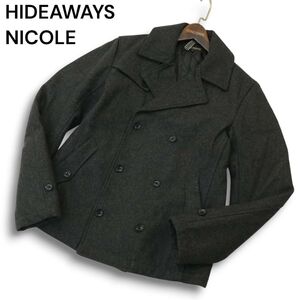 HIDEAWAYS NICOLE ハイダウェイ ニコル 秋冬 中綿★ ウール Pコート Sz.48　メンズ グレー　A4T12609_B#N