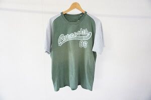 【即決】Papas+ パパスプラス メンズ ラグランTシャツ フロントワッペン グリーン/グレー系 サイズ:M 日本製 【803851】