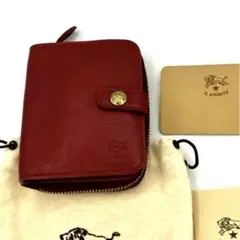 新品　IL BISONTE ラウンドジップウォレット レッド