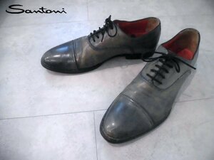 Santoni サントーニ ストレートチップ ドレスシューズ/UK5.5/本革 ビジネスシューズ/ヴィンテージネイビー/高級革靴/メンズ/イタリア製