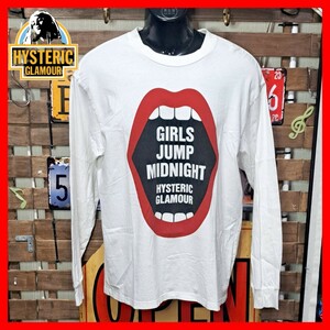 HYSTERIC GLAMOUR ヒステリックグラマー　LIPS リップス　プリント　長袖Tシャツ　ロンT ホワイト　Ｍ