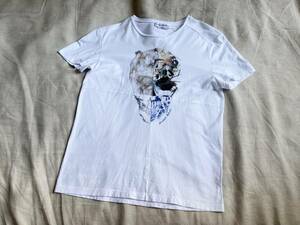 Alexander McQueen アレキサンダーマックイーン 柄切替 絵画 波 昆虫 プリント 半袖 コットン Tシャツ カットソー S 白 ホワイト ◇7