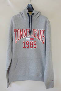 □ TOMMY JEANS パーカー グレー M ロゴ 綿 フード トミージーンズ 美品