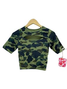 A BATHING APE◆1ST CAMO CUT OUT TEE/S/コットン/KHK/カモフラ