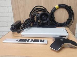 ② H R61218 POLYCOM ポリコム RealPresence Group500 P001 テレビ会議システム MPTZ-11カメラ マイク リモコン ケーブル付属