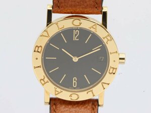 【 ブルガリ BVLGARI 】 腕時計 BB30GL ブルガリブルガリ K18/革 黒文字盤 クォーツ ボーイズ 新着 02279-0