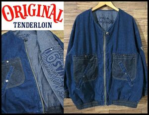 送無 希少 XL サイズ 試着のみの極美品 TENDERLOIN テンダーロイン 23SS DENIM MA-1 DABO ノーカラー デニム MA-1 ミリタリー ジャケット