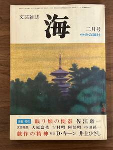 【送料180円】文芸雑誌 海 中央公論社 昭和49年1974年2月号 佐江衆一/Dキーン 井上ひさし/辻邦生 金子光晴 大原富枝 吉村昭 串田孫一