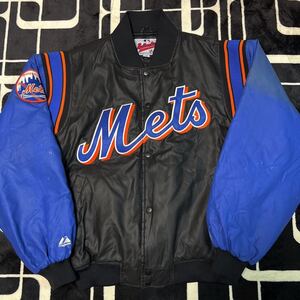 90s NEW YORK METS ニューヨーク メッツ MLB MAJESTIC DIAMONDO COLLECTION マジェスティック ビンテージ スタジャン