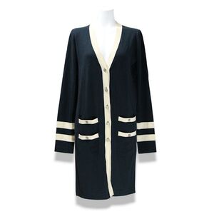 良品 正規品 CHANEL シャネル 08P P32701 コットン カシミヤ ロング カーディガン 34 フランス製