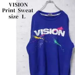 VISION STREET WEAR スウェット 青プリントロゴ　スプラッシュ.