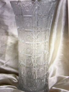 花生け★ボヘミアクリスタル ガラスPK500 花瓶★カットガラス
