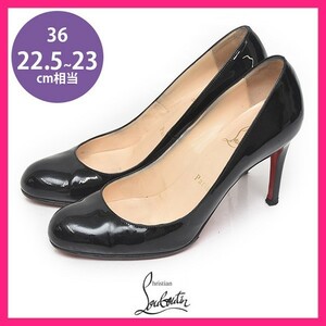 クリスチャンルブタン Christian Louboutin エナメル アーモンドトゥ パンプス ブラック 黒 36(約22.5-23cm) sh23-0408