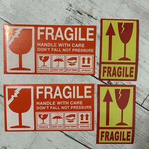 ステッカー4枚 FRAGILE,UPWARD、Handle with Care