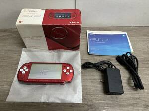 ☆ PSP ☆ プレイステーションポータブル PSP-3000 ラディアントレッド 動作品 カスタム 本体 アダプター バッテリー 箱 説明書 付属 1210