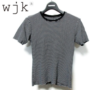 wjk 切りっ放し加工 天竺ジャージ ボーダー Tシャツ カットソー