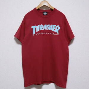 ■THRASHER スラッシャー■マグ ロゴ プリント Tシャツ■メンズ M エンジ ワインレッド■ストリート スケートボード スケボー old skate