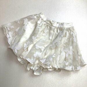 美品 snidel スナイデル 花柄 レース ショートパンツ レディース サイズ0 S オフホワイト レーヨン リネン混