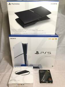 【1円～】SONY 新型PS5 PlayStation 5 CFI-2000A01 ディスクドライブ搭載モデル＋ M.2SSD 2TB ＋縦置きスタンド＋純正カバーブラック