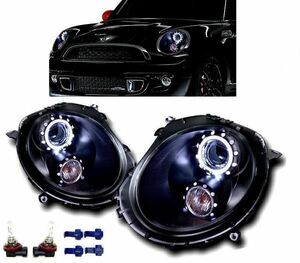 BMW ミニ R55 R56 R57 MINI ブラック LED イカリング プロジェクター ヘッドライト 左右 セット 07y-10y ME14 MF16 ウィンカー 送料無料