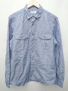 ◇ green label relaxing UNITED ARROWS コットン　リネン 長袖 シャツ サイズ1 ブルー メンズ P