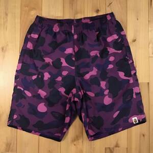 Purple camo ビーチ ショーツ Mサイズ a bathing ape BAPE nylon beach shorts エイプ ベイプ アベイシングエイプ ハーフパンツ 迷彩 om75