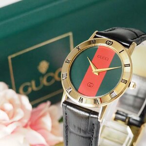 グッチ GUCCI シェリーライン 革ベルト メンズ 腕時計 箱 C967 中古