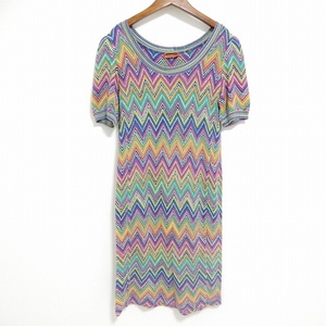 #snc ミッソーニ MISSONI ロング ワンピース 半袖 マルチ ニット イタリア製 レディース [921126]