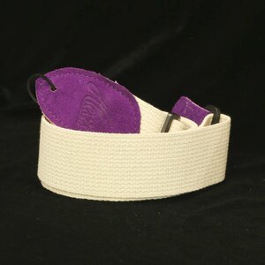 送料無料 新品未使用 LM Products NATURAL COTTON & SUEDE LEATHER ENDS SERIES ALMJP Purple ギターストラップ コットン パープル