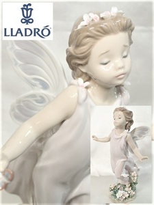 12053[TS]◆LLADRO/リヤドロ◆フィギュリン No.6875 『蝶の妖精』 陶器の置物/花 蝶々 女の子