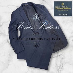 定価17.6万 極美品 Brooks Brothers REGENT×CANONICO スーツ セットアップ サイズ37S/31W(M相当) ほぼ未使用 ネイビー 通年/秋冬 A2748