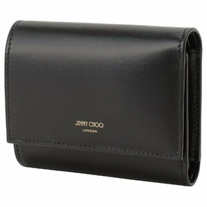 ジミーチュウ 三つ折り財布 JIMMY CHOO MARINDA TAZ BLACK LIGHT GOLD マリンダ ミニ財布 ブラック レディース MARINDA TRI-FOLD WALLET