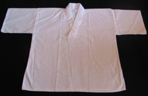 ☆　Ｖネック　筒袖　白半襦袢　(綿) 　白衿　御仕事着、作務衣の下　Ｍサイズ
