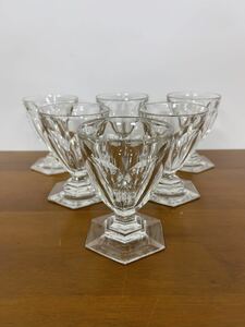 【美品】オールドバカラ Baccarat 希少 ブルボン ワイングラス 6客セット 高さ9cm ６点まとめて クリスタルガラス アルクール