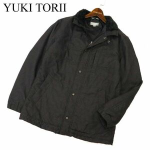 YUKI TORII HOMME ユキトリイ オム 秋冬 襟ファー 中綿★ ジャケット Sz.L　メンズ グレー　C3T11592_C#N