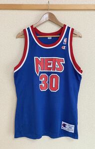 美品☆[CHAMPION] NBA NEW JERSY NETS KITTLES レプリカユニフォーム ゲームシャツ 40 ブルー ネッツ チャンピオン