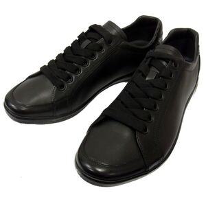 未使用 定価10万◇PRADA SPORT レザースニーカー ブラック 9 1/2(28ｃｍ) プラダ スポーツ 4E2439 NERO メンズ 箱付き イタリア製