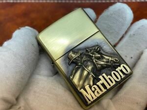 1円 ZIPPO ライター マルボロ Marlboroジッポ Zippoオイルライター真鍮製 中古品 喫煙グッズ ジッポー 火花確認済R658221