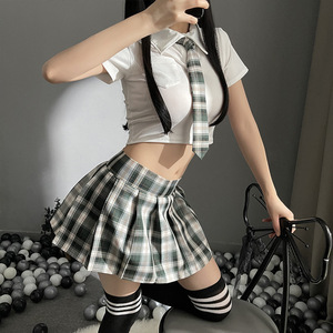 OR1495S 可愛いベビードール　青春　メイド　制服「トップス・Tバック・ミニスカート４点セット」コスチューム　コスプレ衣装　