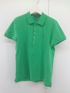 ◇ POLO RALPH LAUREN ポロ ラルフローレン SLIM FIT 半袖 ポロシャツ サイズ LG グリーン レディース P