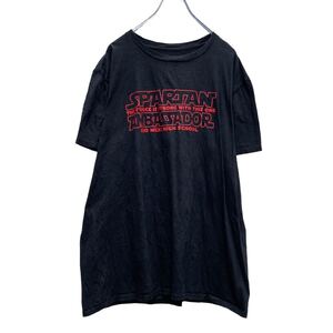 半袖 プリント Tシャツ L～ ブラック レッド スパルタン アンバサダー 古着卸 アメリカ仕入 a506-5248