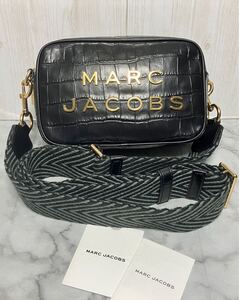 美品　MARC JACOBS マークジェイコブス　クロコ型押し　ブラック　黒色　カメラ　ショルダーバッグ　メンズ　レディース