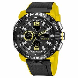 新品 SMAEL スポーツデュアルウォッチ メンズ腕時計 イエローブラックR52
