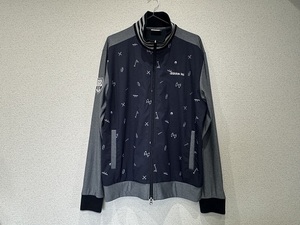 adidas（アディダス）　ジップアップ　トレーナー　ジャケット　メンズ　XOサイズ　ネイビー/グレー　ゴルフウェア　GOLF　中古　古着