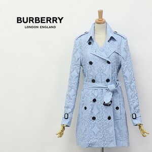 ◆BURBERRY PRORSUM/バーバリー プロ―サム 花柄 総レース スプリング トレンチ コート 水色 40